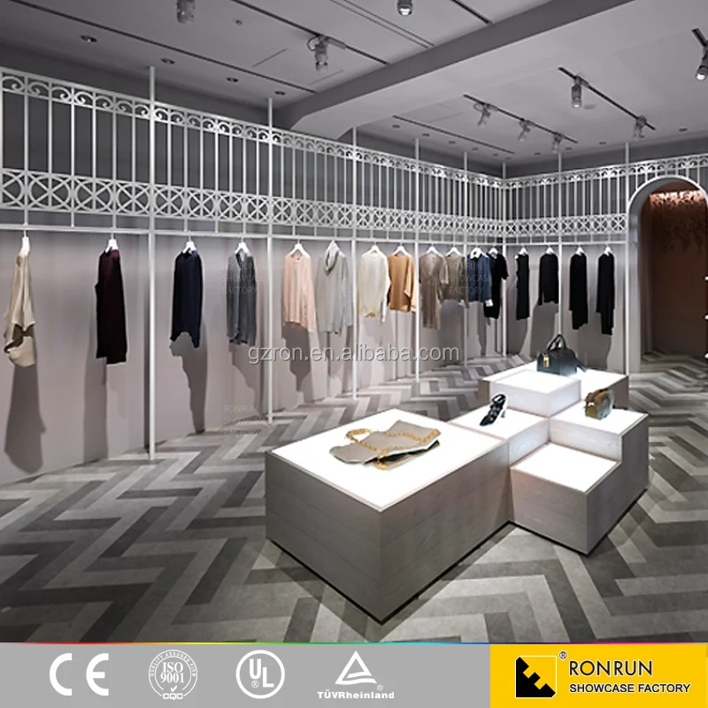 2016 new design clothes shop decoration customized clothes display shelf and dispaly rack