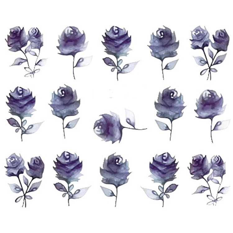 Custom pattern painting jewelry flower water decal black art nail sticker