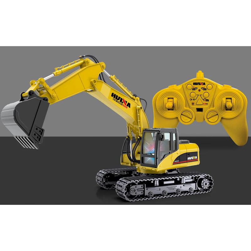 Top selling 2.4G 15ch 1:14scale Rc Excavator alloy car HuiNa1550 metal mechanical digger truck