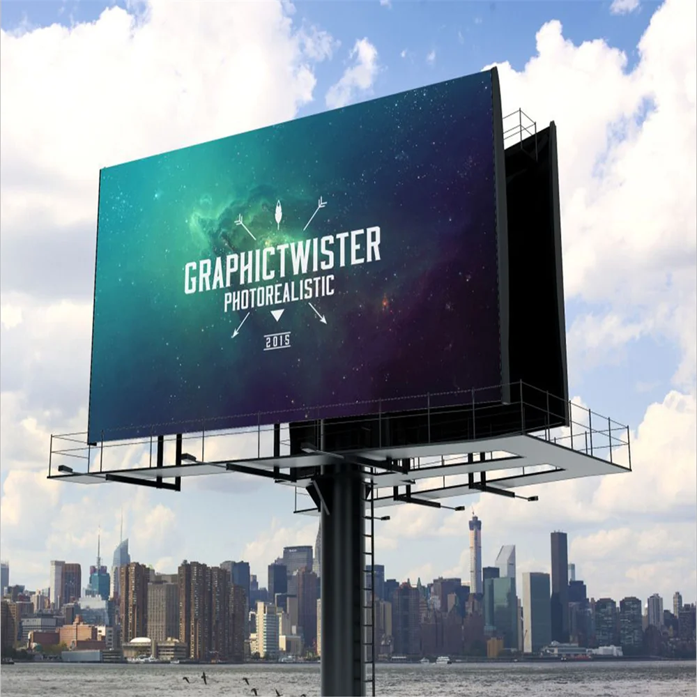 
Street illuminated Two Sided Monopole Display Advertising Billboard signs Structure 