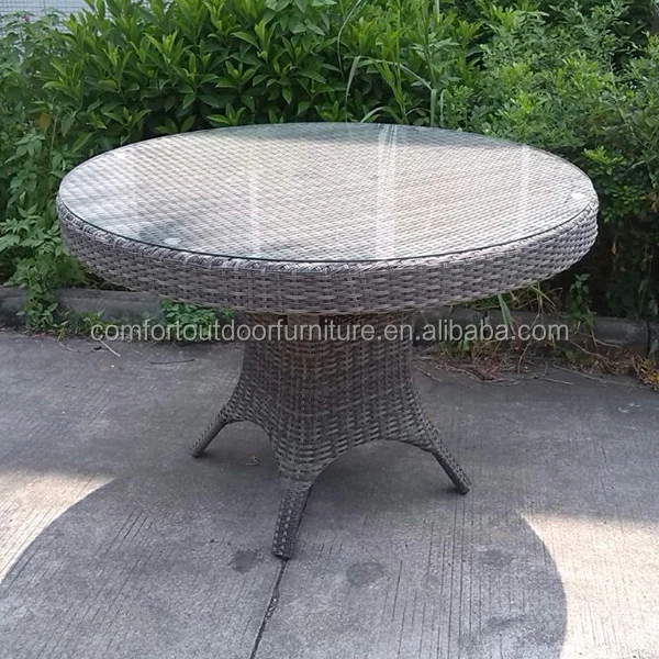  Уличный пластиковый обеденный стол из ротанга с круглой рамой