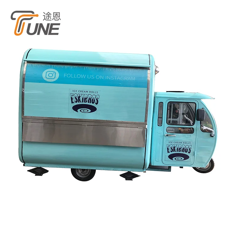 TUNE Electric Gasoline Food Tricycle 3 Wheels Mobile Food Trailer Cart for Fast Food