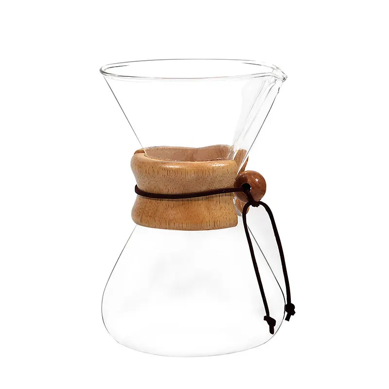 Handmade high borosilicate glass Coffee Pot V60 Dripper with Wooden Handle