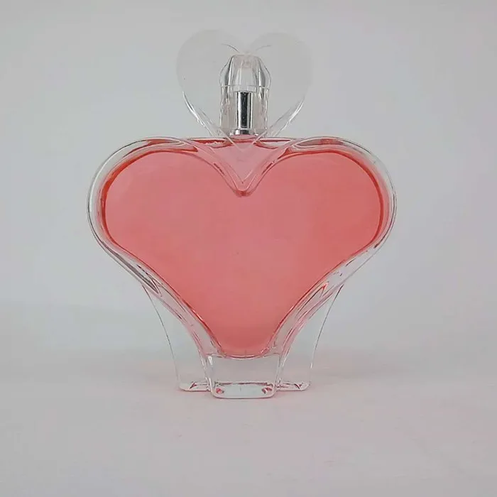 100ml heart shape clear glass perfume bottle luxury glass bottle with heart shape cap