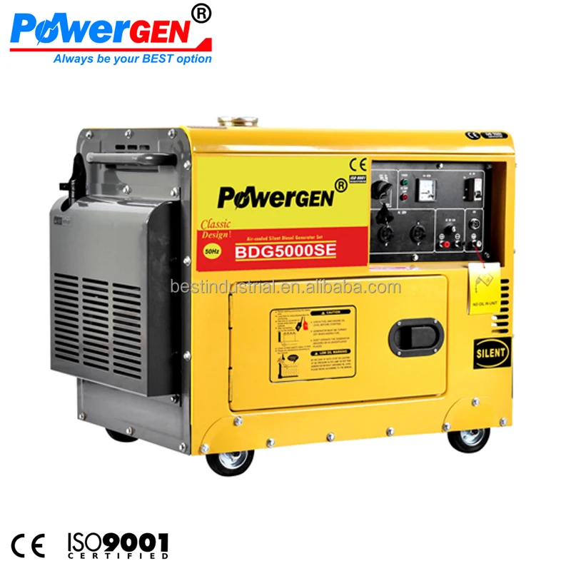 Лучшая цена! POWERGEN 4KVA однофазный 120-240V 60Hz Бесшумная дизель-генераторная установка 4.5KVA