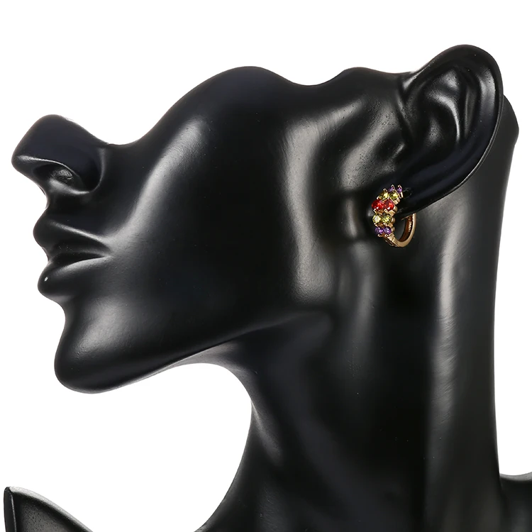 Bijouterie Wholesale Earrings Women Newest Design Fashion Round Huggice Zircon Earring,18K Gold Plated CZ Earrings for Girls