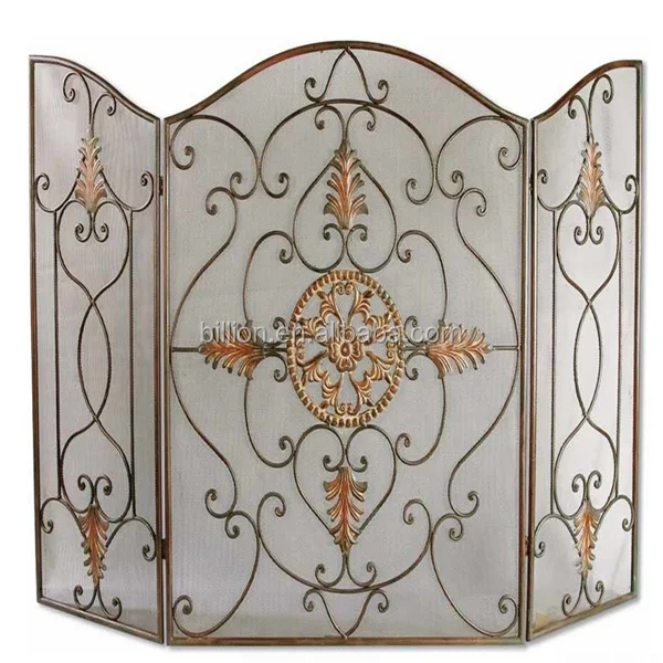 2015 Hand Painted Wrought Iron Folding Fireplace Screen
