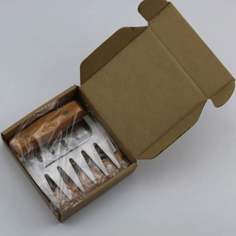 
Meat Shredding Claws Stainless Steel Metal Pulled Pork Bear Barbecue Claws With Wooden Handle 