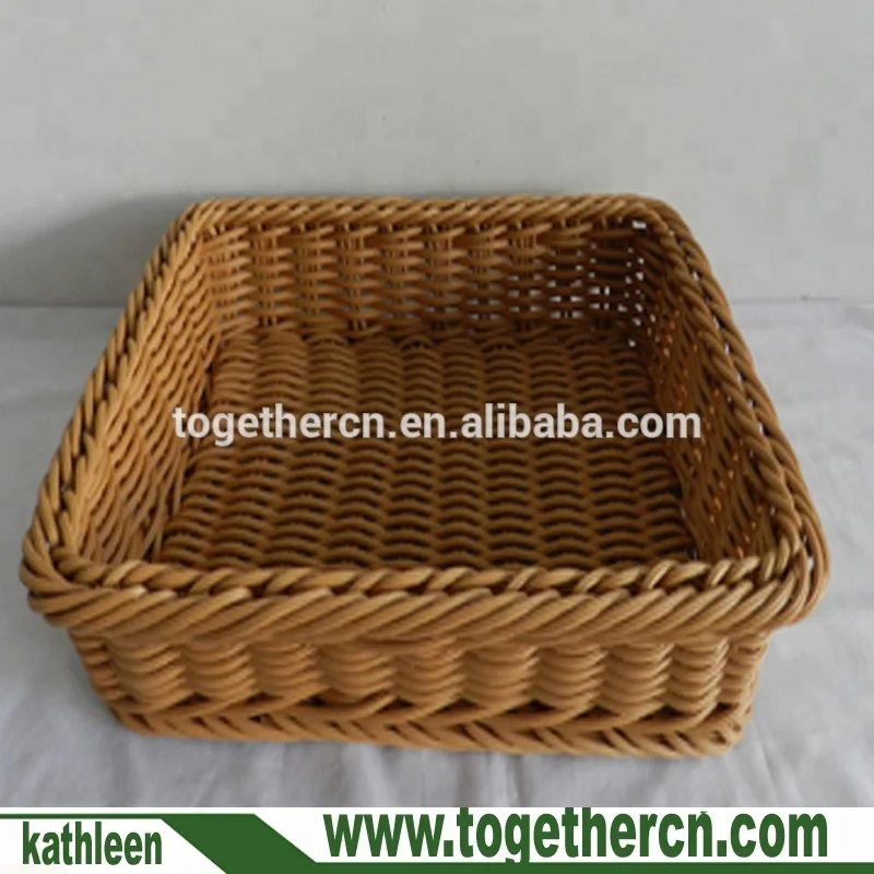 
Brown Extra-Large Rectangle Resin Plastic Woven PP rattan Storage Basket 