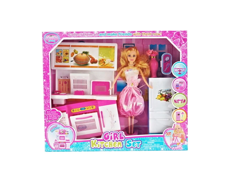 
11.5 Inch Doll With Kitchen Set For Girls 