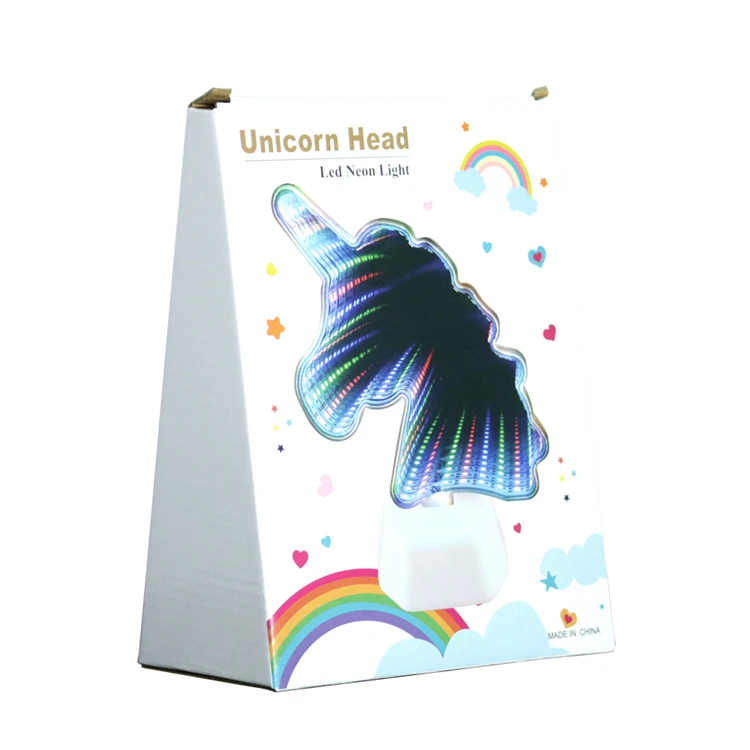 Amazon best sale Unicorn Double-Light Mirror Tunnel Led Lamp Festival atmosphere cartoon lamp