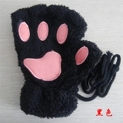 Winter Gloves Women Animal Paw Gloves Fingerless Fluffy Bear Plush Paw Mittens Women Soft Gloves