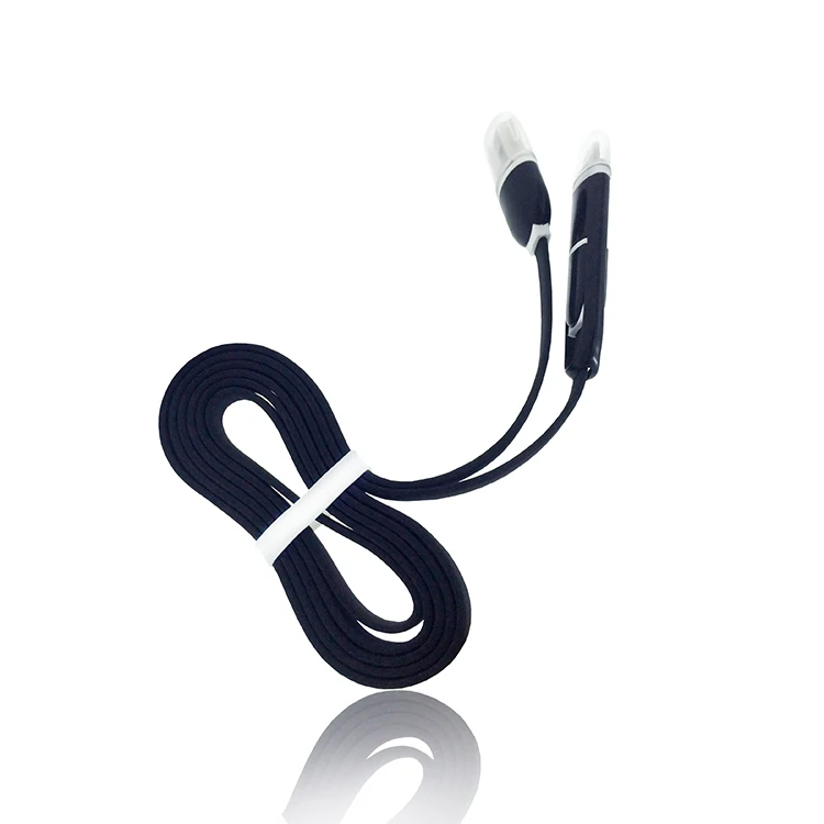 
China Cheapest flat noodles 2 in 1 USB data cable charging cable for i5/6s 