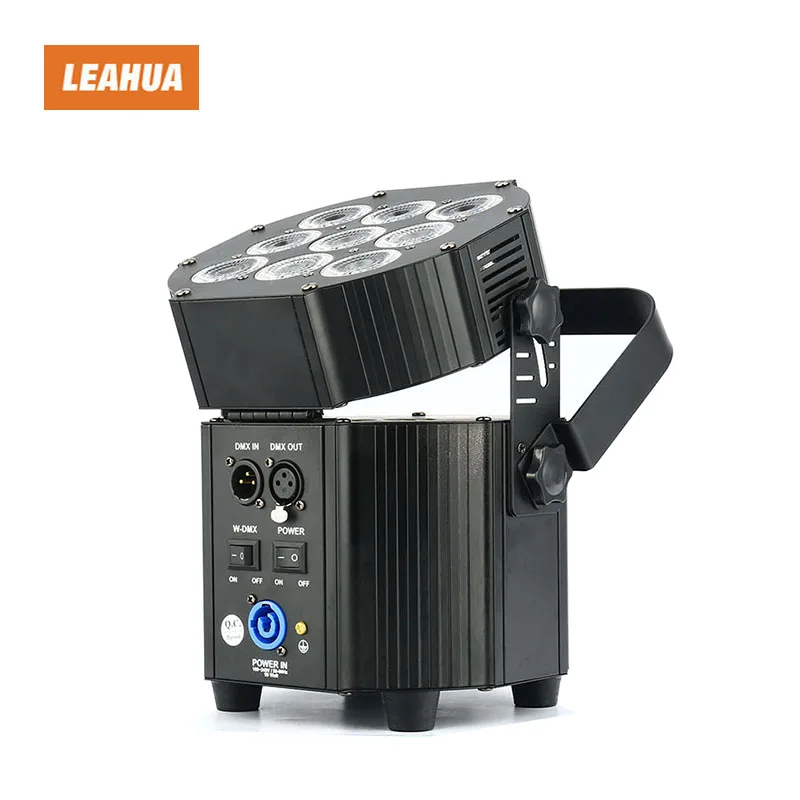 With charging flycase HEX par 9 Rechargeable Uplights Battery Wireless DMX Battery Powered RGBWA+UV 6in1 9x10w Par LED Battery