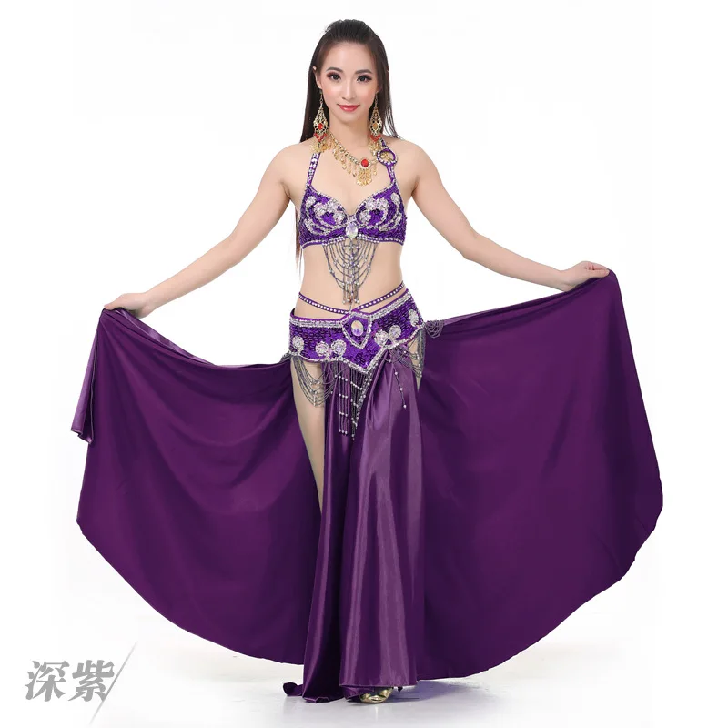 BestDance Professional Belly Dancer Costume Arabic Belly Dancing Beaded Bra Top Skirt Suit Outfit