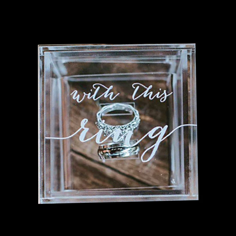 Прозрачная современная акриловая коробка для обручального кольца