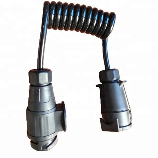 High quality 13pin plug to 7pin socket 12v trailer connector with 7core spiral cable