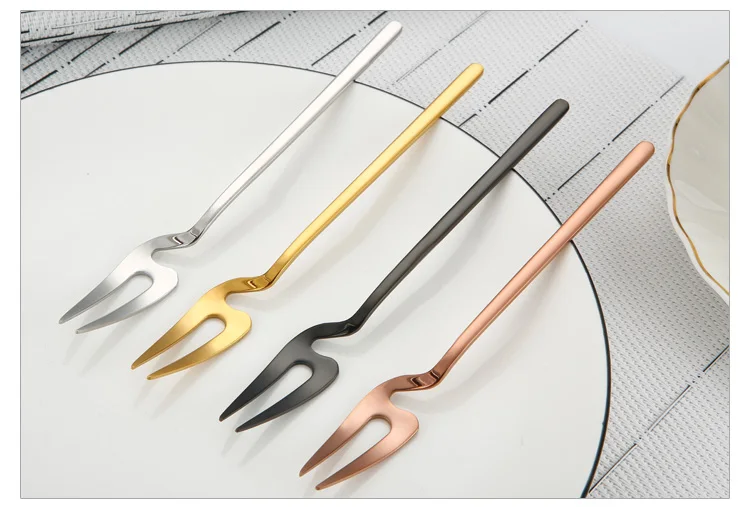 Креативная вилка для фруктов из нержавеющей стали, металлическая многоразовая вилка