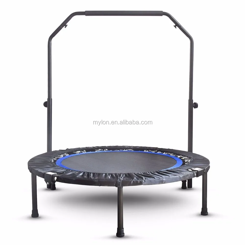Mini Exercise Trampoline for Adults - Indoor Fitness Rebounder with Adjustable Handle Bar for Kids - with Cover