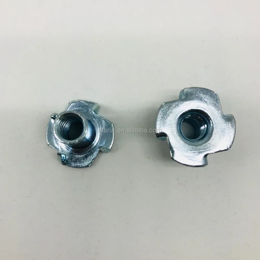 M6 M8 T Nuts with 4 Prongs Metric Steel Nuts with 1/4 Thread Size M4 Thread and Zinc Plated Surface Treatment