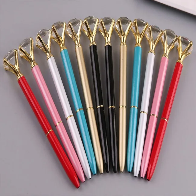 New 2018 Big Diamond Pen Metal Ball Pen/ Glass Crystal Pens/Advertising Pens Customization