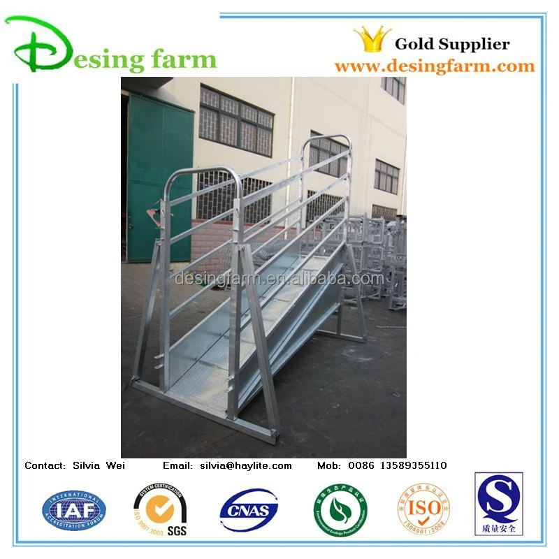 Mobile cattle loading ramp for trailer