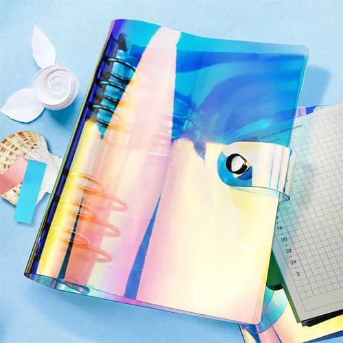 2019 fashion type high quality softcover smooth laser pvc spiral 6 rings binder