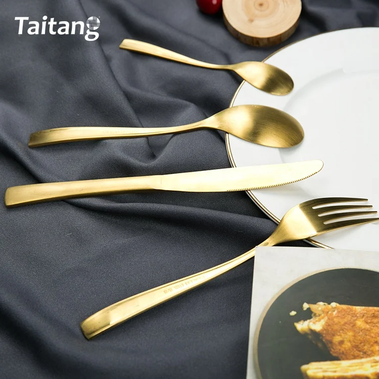 4pcs spoons forks knives stainless steel gold wedding cutlery