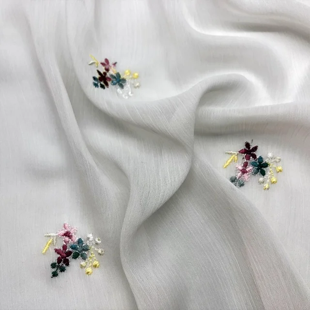 HA-14846E Small flower design 100%Polyster embroidery textile fabric embroidery tulle chiffon lase fabric