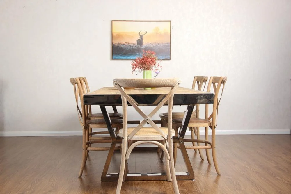 
Antique style outdoor event chair hotel rental cross back wood chair 