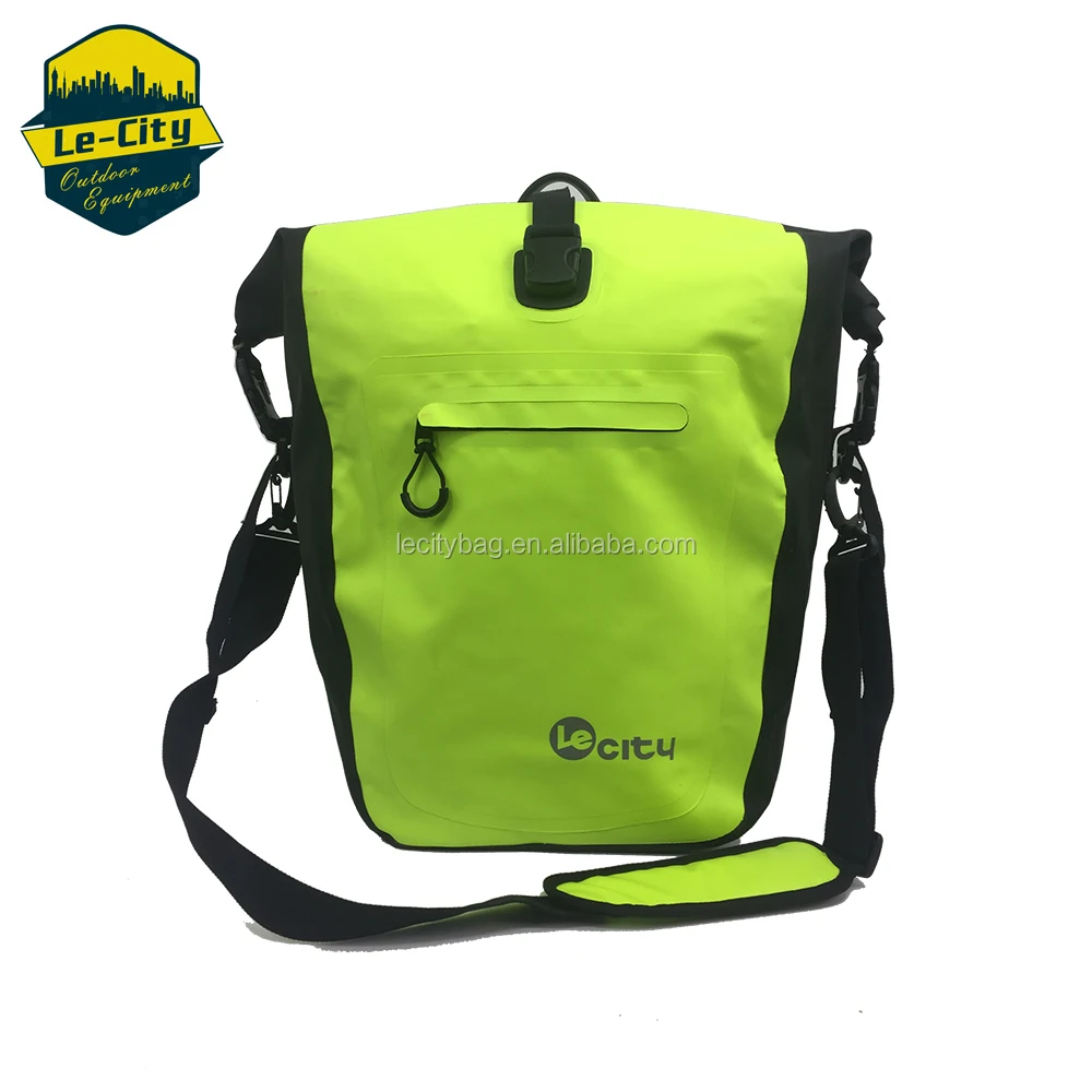 Heavy duty PVC tarpaulin RF welded seams TPU nylon bike rack grocery carrier waterproof dry saddle bag bicycle pannier bags