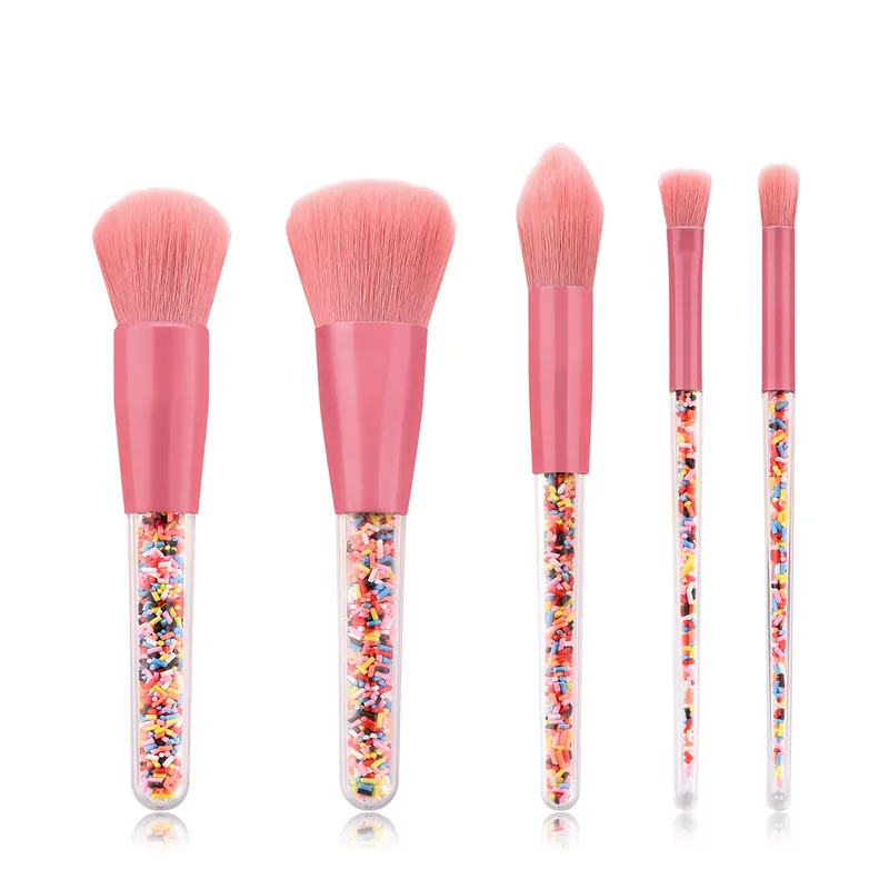 5pcs Candy Crystal Kabuki Makeup Brush Set Kit for Girls