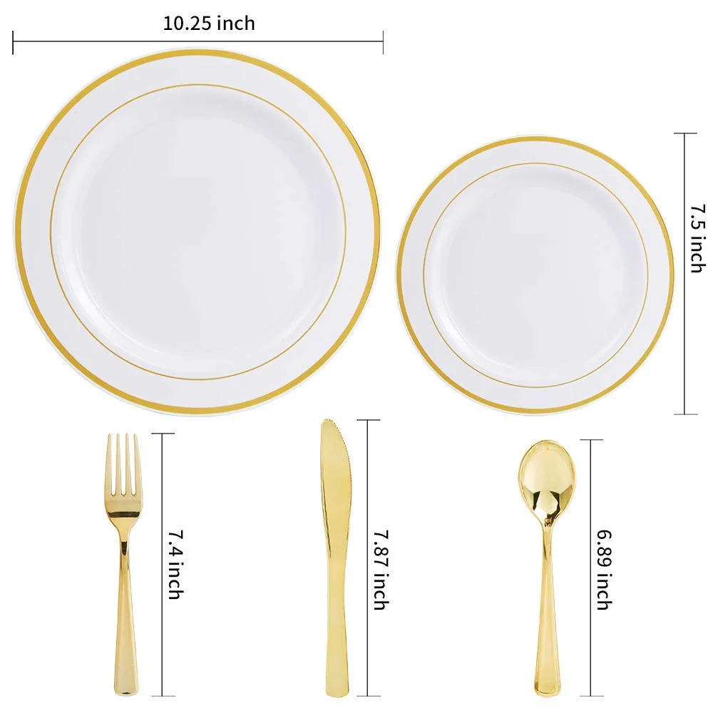 150 шт. Золотые пластиковые тарелки с одноразовой пластиковой посудой, кружевные дизайнерские пластиковые столовые наборы, товары для дня рождения, свадьбы, вечеринки