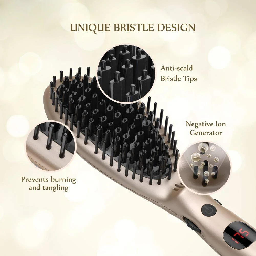 
Ionic LCD Ceramic Hair Brush Straightener Electric Comb 