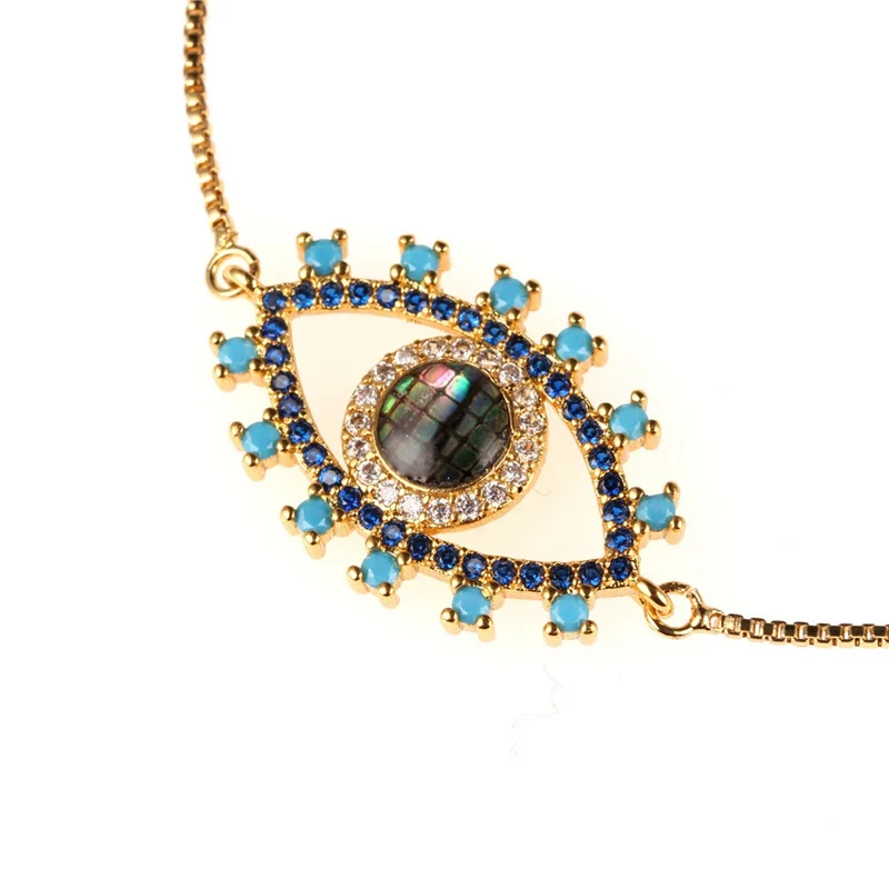 YK EUROPE Wholesale New Product Colourful Beet Zircon Turkey Evil Blue Eyes Bracelet Jewelry