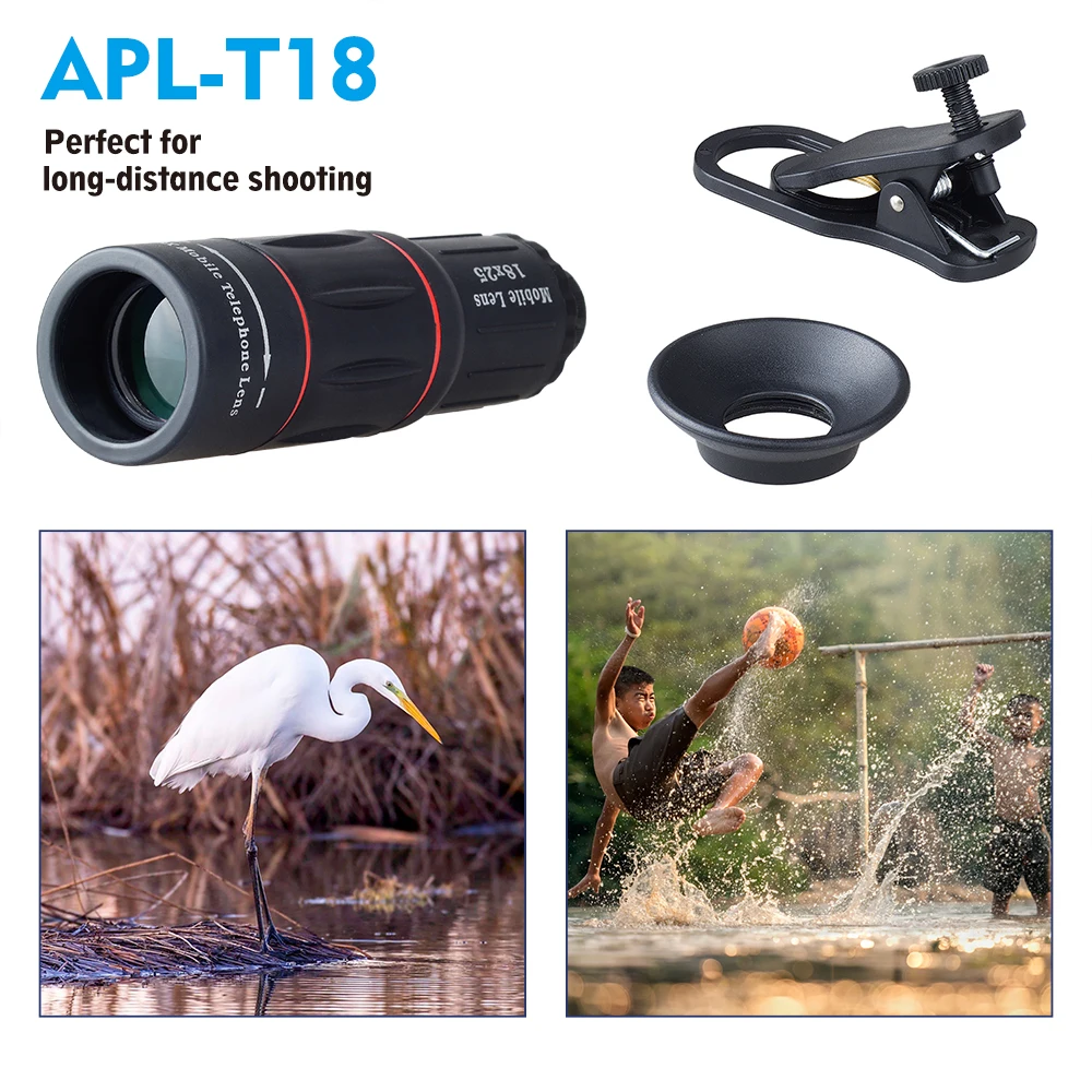 APEXEL High definition monocular telescope premium quality 18X zoom telephoto mobile phone lens