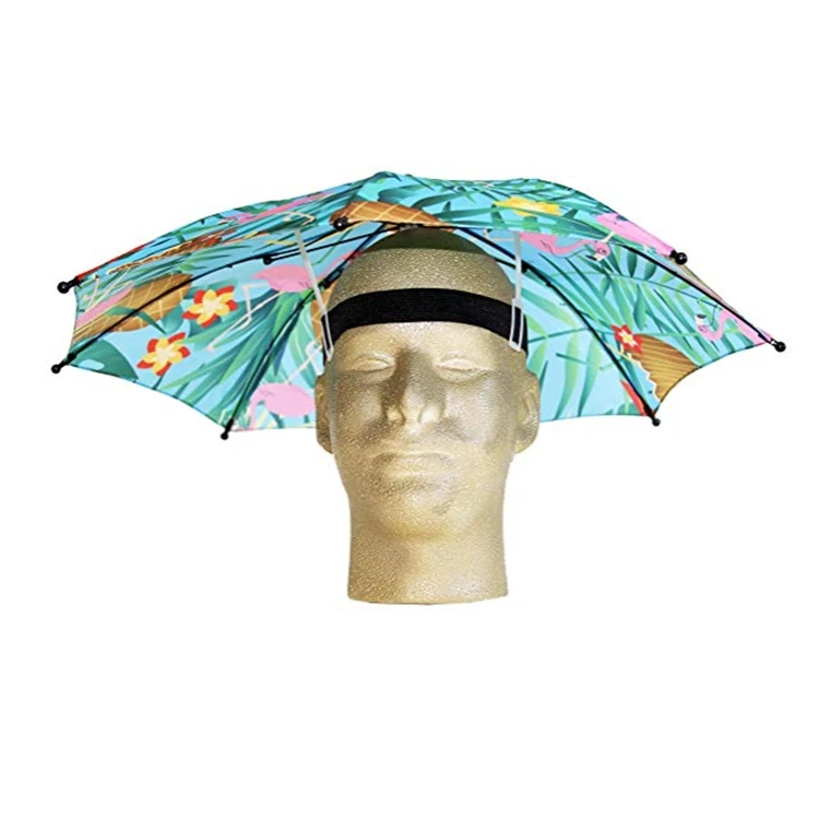 DIY mini hat umbrella for outdoor activities 21 inch head umbrella for kids and hiking fishing use UV protect with logo print