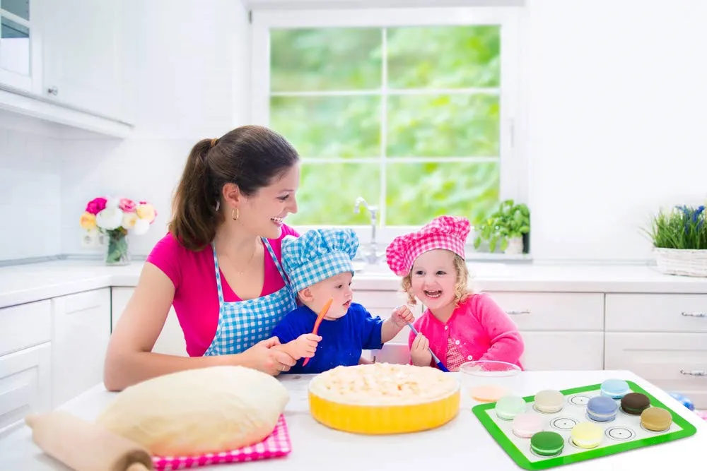 
Set of 4 Reusable Silicone Macaron Baking Mats 0.75mm (2 Half Sheet Liners and 2 Quarter Sheets),Non Stick Silicon Liner 