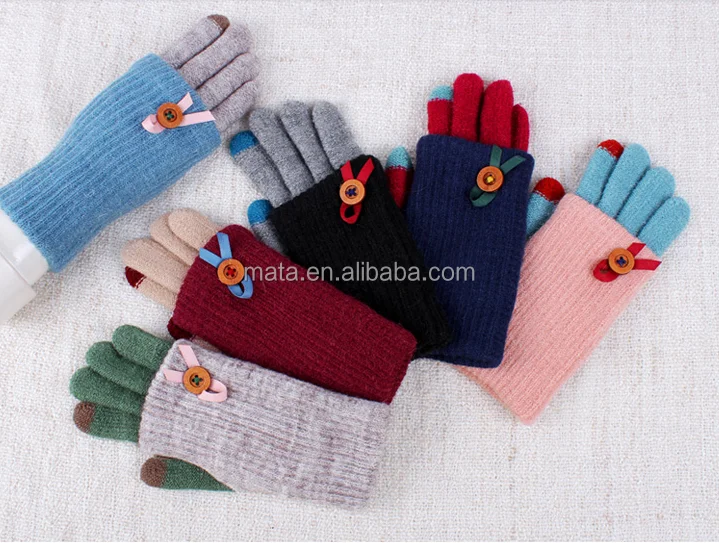 Cute Design Girls Twin Set Touch Screen Gloves for Christmas Gift