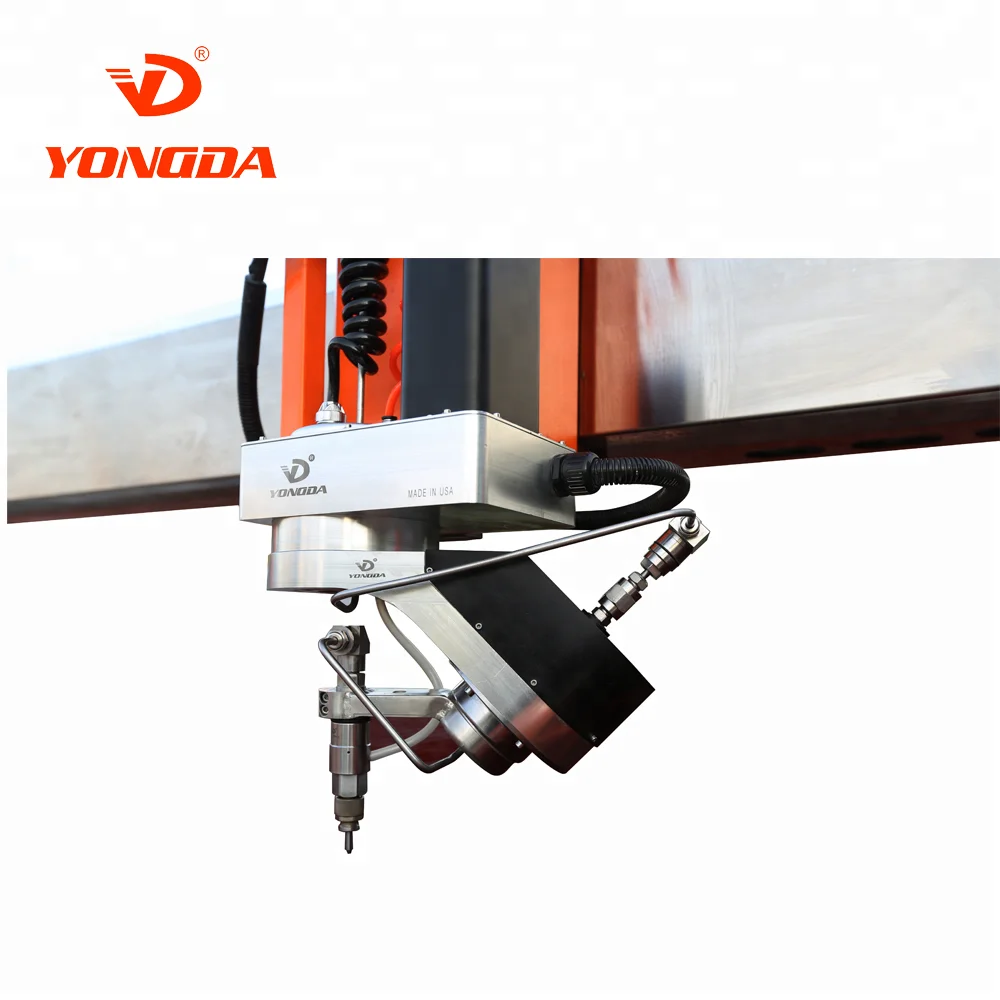 
YONGDA YD3015 AC 5 Axis cnc waterjet cutting machine waterjet for granite cutting nozzle 45 degree angled cutting high pressure 