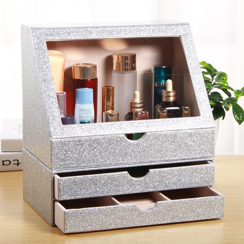 Leather Fancy Cosmetic Organizer Make Up Storage Box make-up skin care organizer for Women