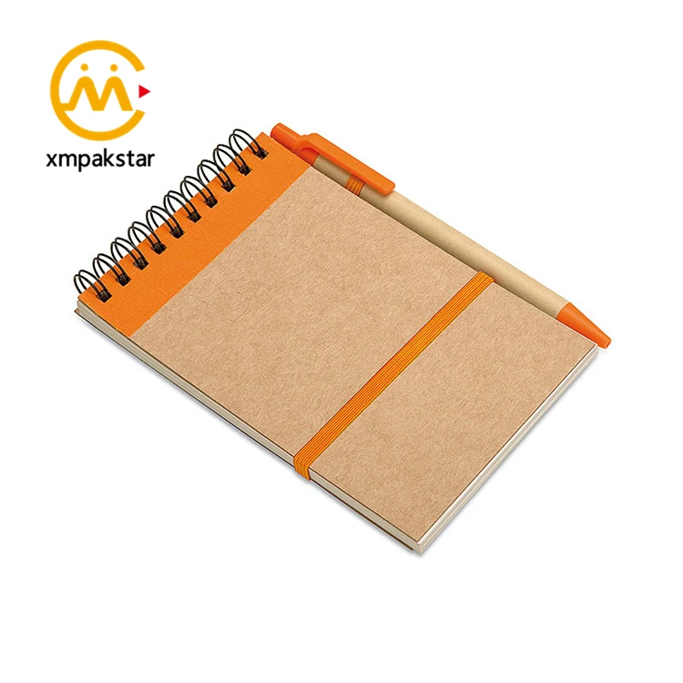Custom wide ruled Korean stationary notebook Kraft cover spiral bound offset paper writing pad
