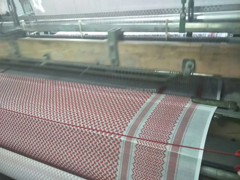 Shuttle loom weaving yashmagh shemagh scarf in power loom