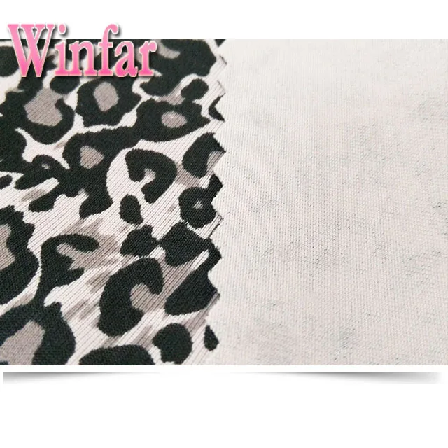 shaoxing winfar Textile Knitting Single Jersey Leopard Printed Polyester Spun 4 Way Stretch Fabric Suppliers in Shaoxing
