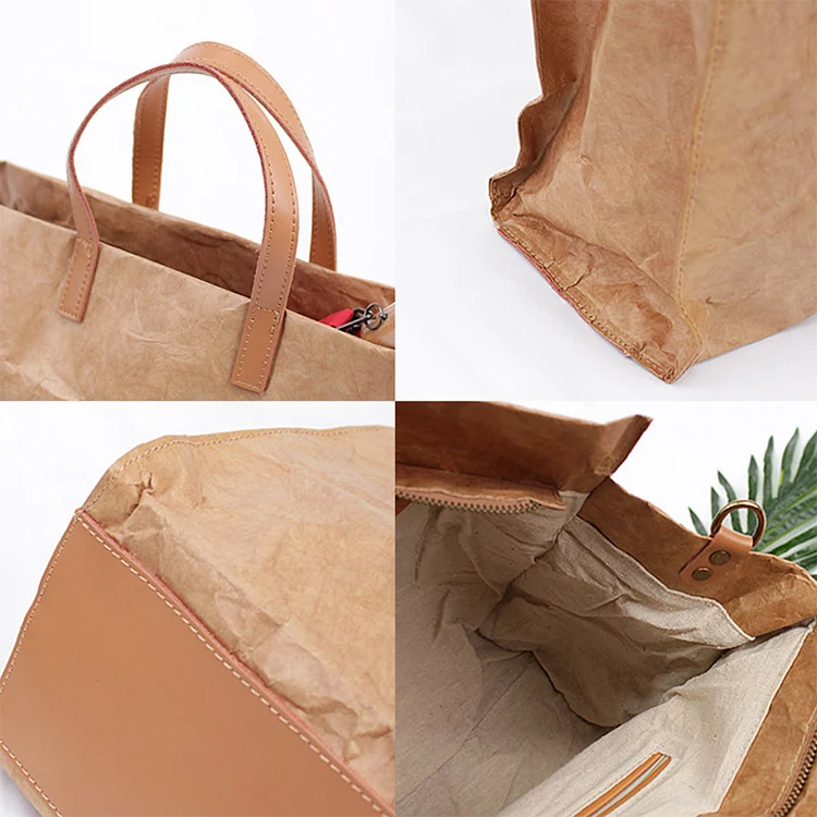 High quality casual women travel tote tyvek messenger washable kraft paper shopping bag