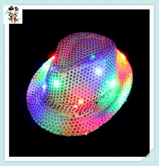 Cheap Burlesque Party Fancy Dress Costume Led Flashing Lightup Sequin Hats HPC-3309