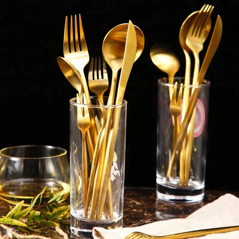 
gold cutlery set stainless steel cutipol cutlery matte gold cutlery silverware gold plated flatware wholesale 