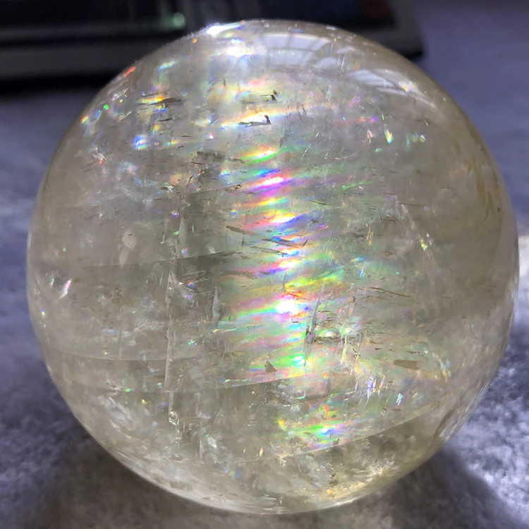 Wholesale rainbow natural quartz calcite crystal balls sphere for home decor