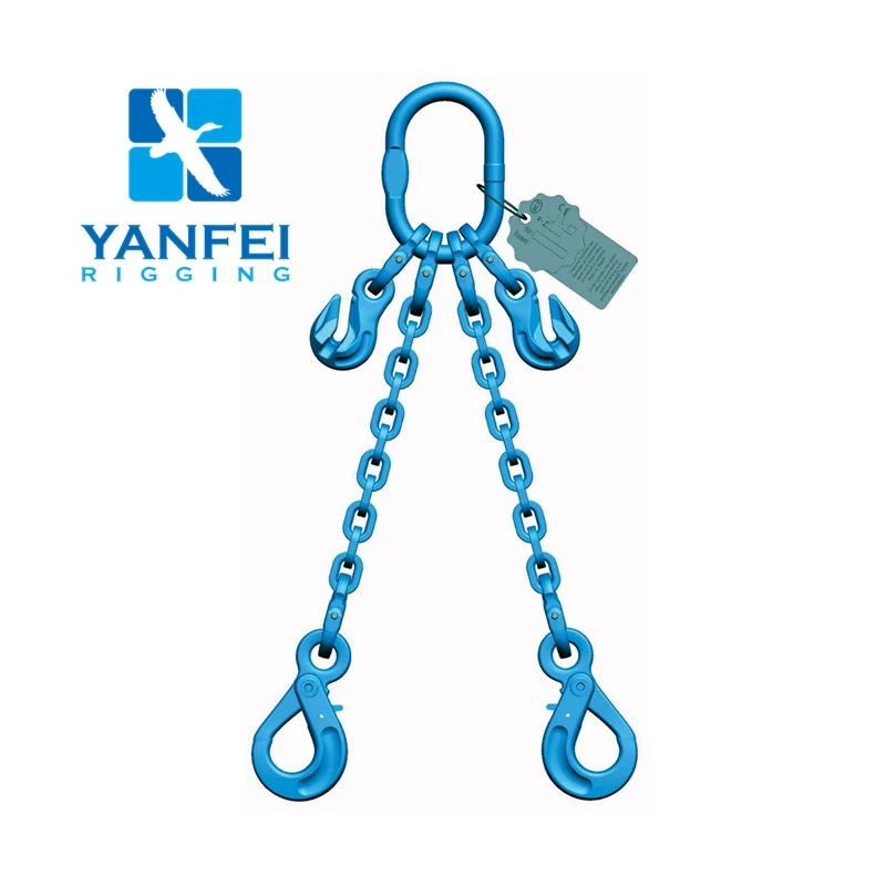 Grade100 g100 two double 2 legs lifting chain sling with clevis grab hooks for chain slings