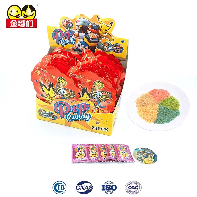 
Hot Sale Cartoon Packing Mixed Fruit Flavor Popping Candy with Tattoos or Cards in Box 